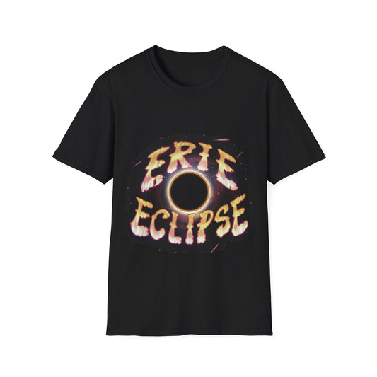 Cosmic Aurora Erie Eclipse Emblem T-Shirt, Unisex Softstyle, Fashionable Graphic Tee, Trendy Design