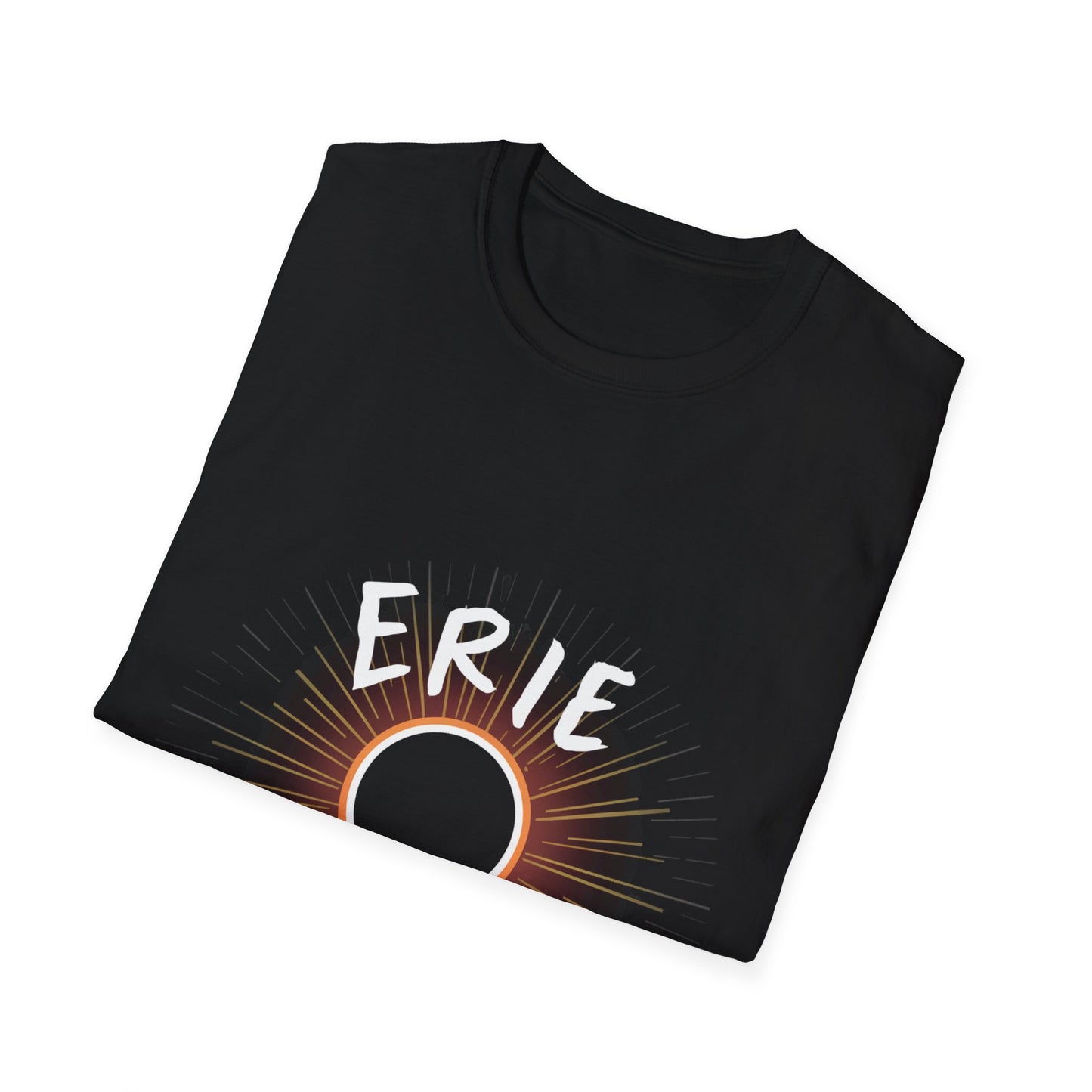 Radiant Erie Eclipse Burst, Unisex Softstyle Tee, Trendy Graphic T-Shirt, Stylish Casual Wear