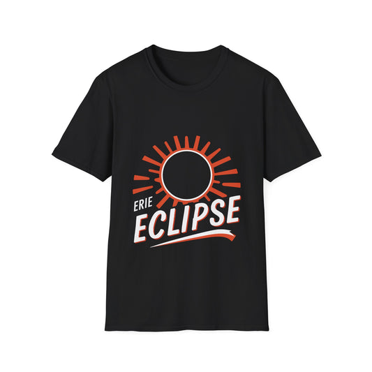 Erie Eclipse Black Tee, Unisex Softstyle Tee, Stylish Graphic T-Shirt, Trendy Top