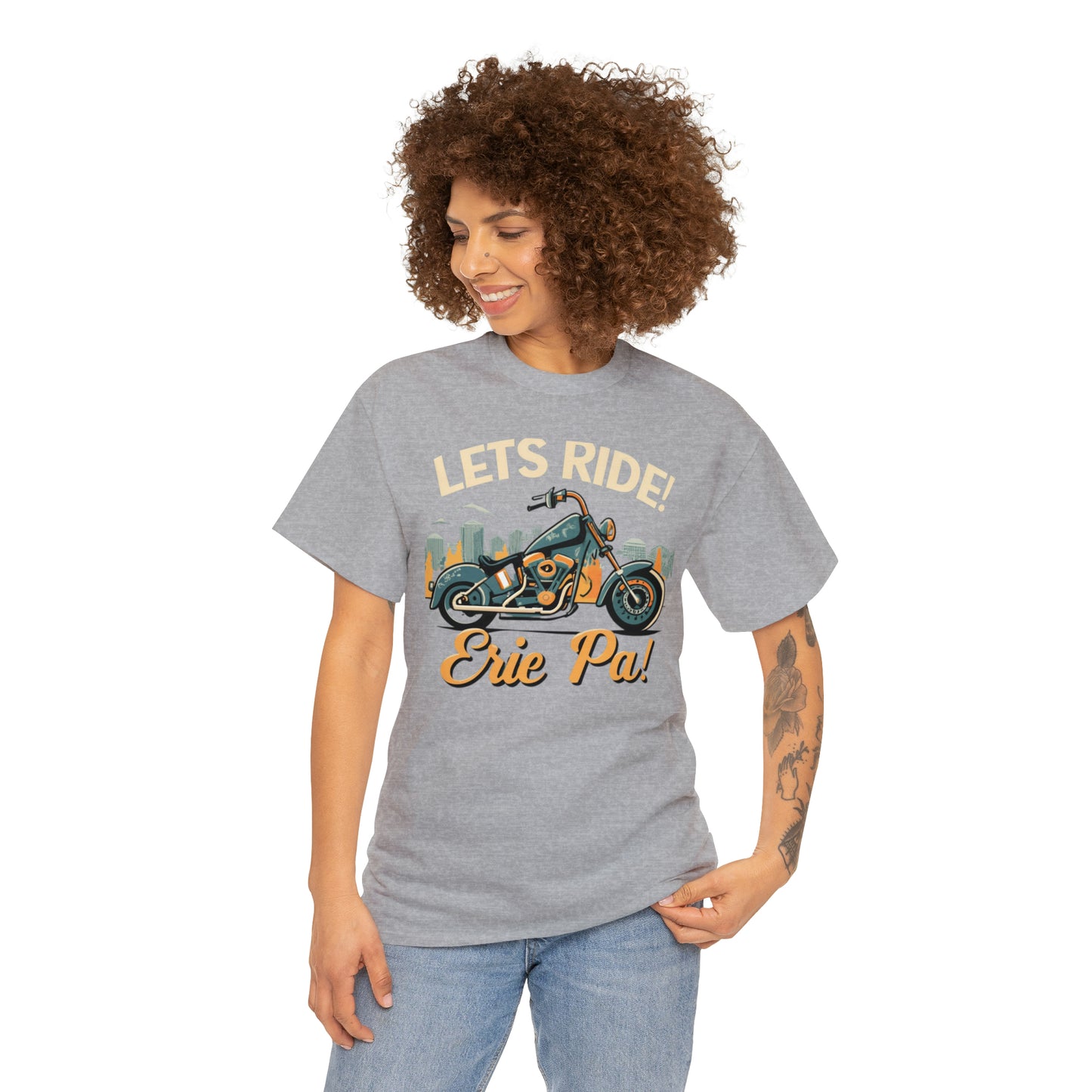 Erie Custom Unisex Heavy Cotton T-Shirt - Let's Ride Design