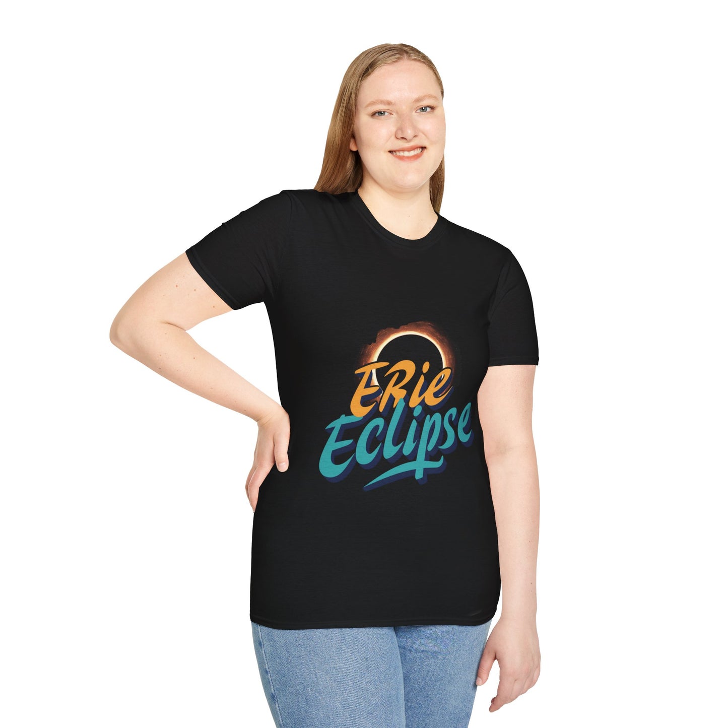 Erie Eclipse Radiance, Unisex Softstyle Tee, Premium Quality, Comfort Fit, Trendy T-Shirt