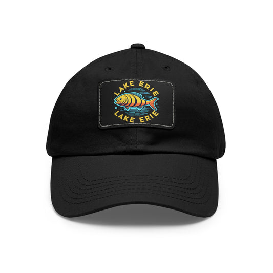 "Premium Lake Erie Design Hat with Leather Patch"