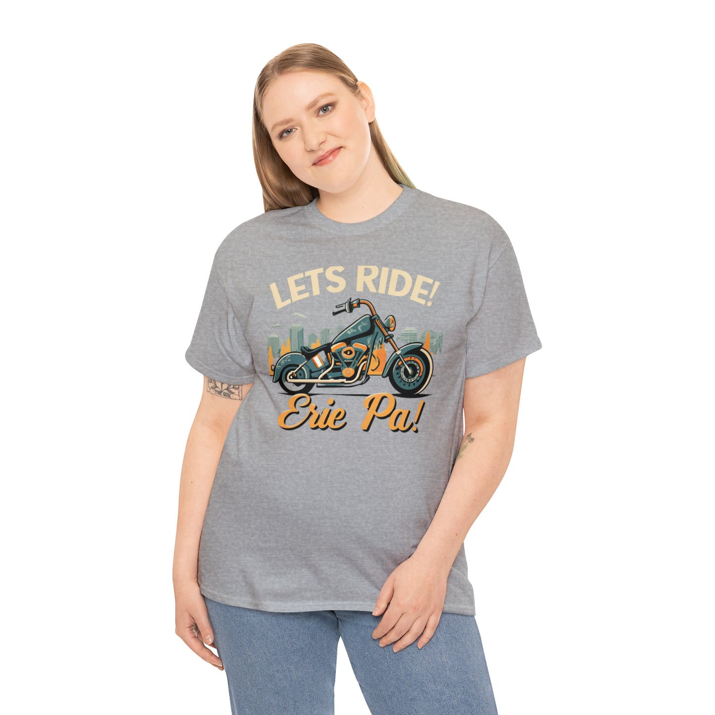 Erie Custom Unisex Heavy Cotton T-Shirt - Let's Ride Design
