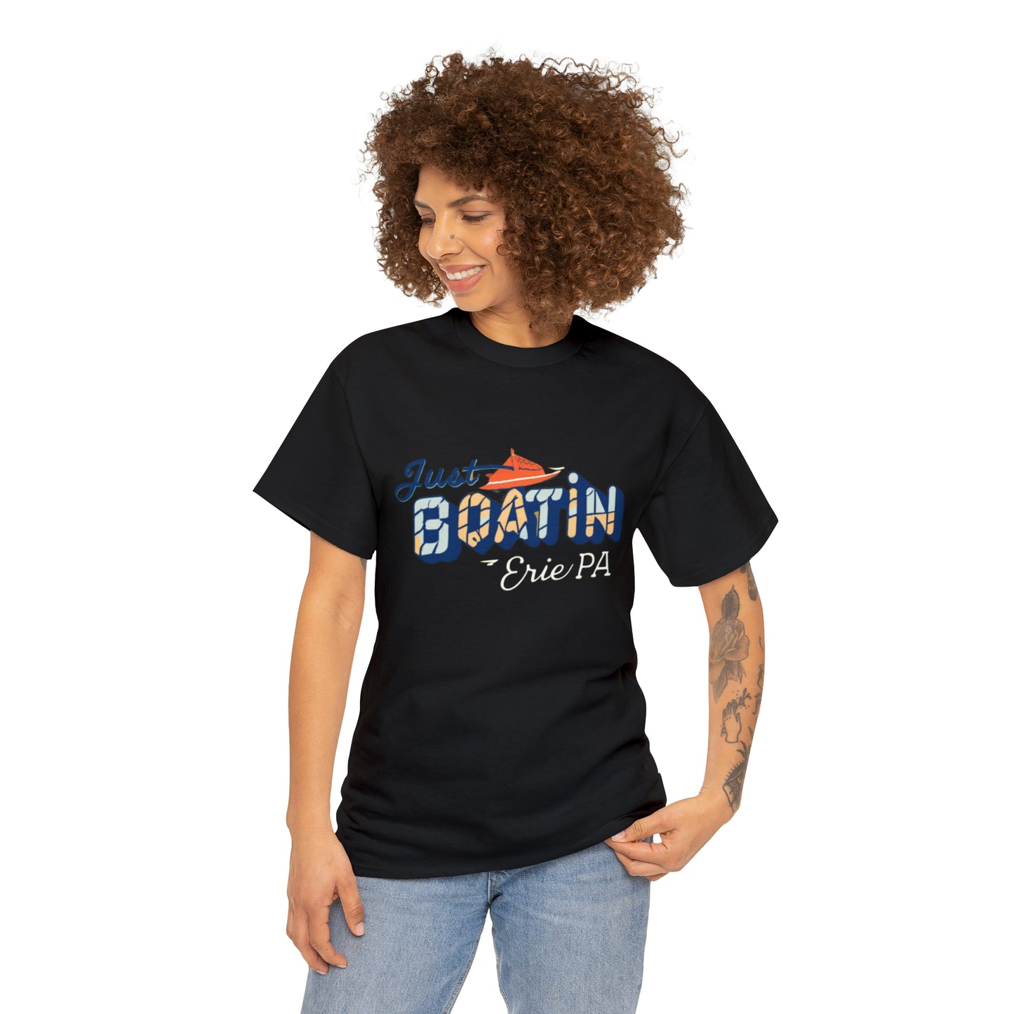 Unisex Erie Just Boatin' Heavy Cotton T-Shirt Custom Design