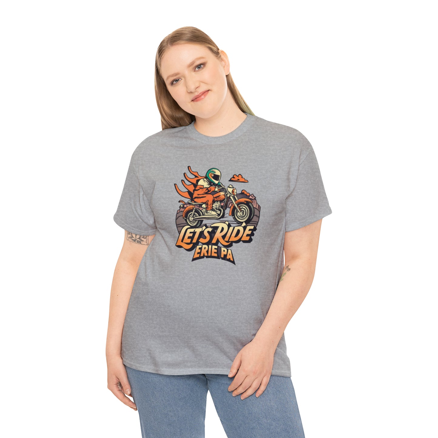 "Erie Custom Unisex Cotton Tee - Let's Ride Design"