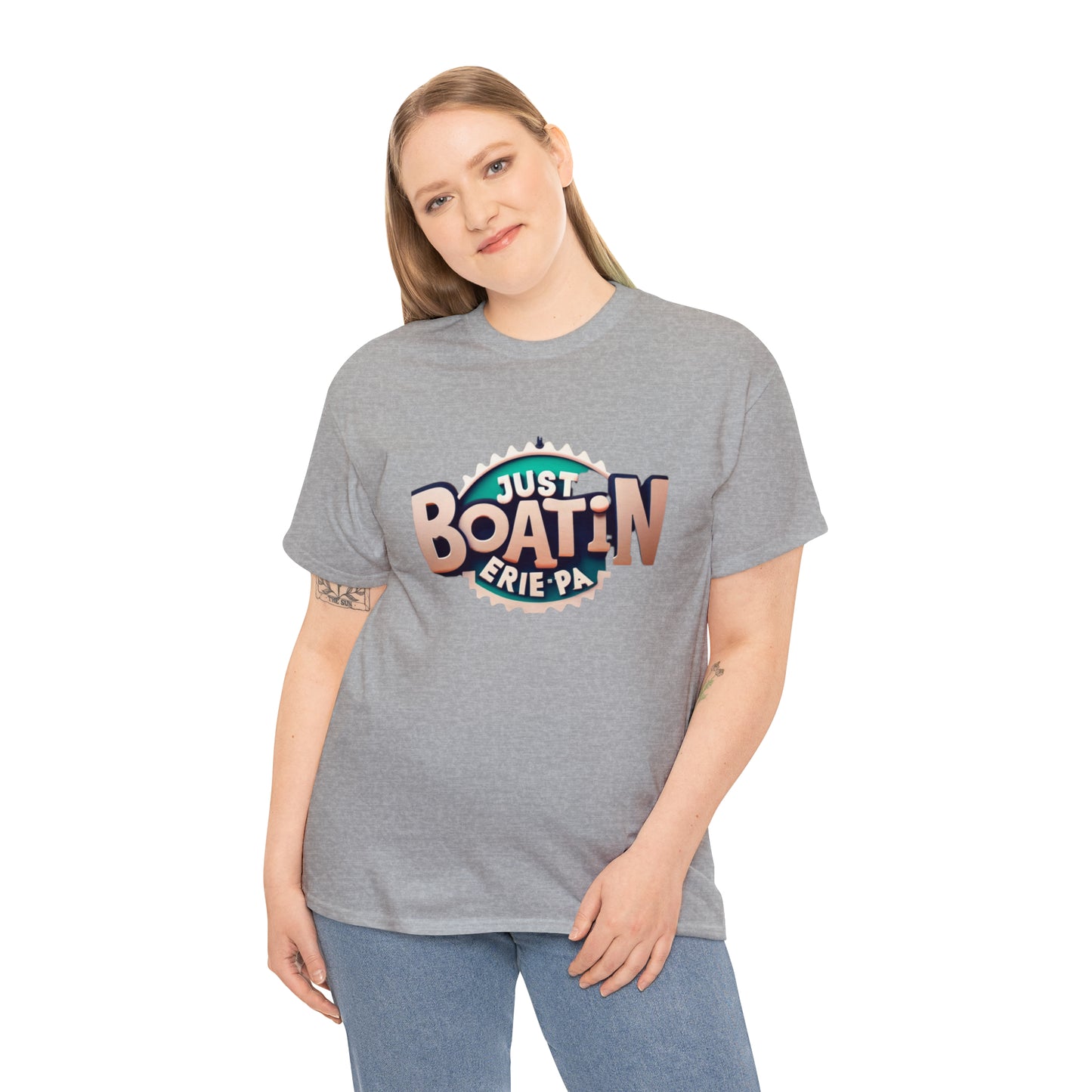 Unisex Erie Heavy Cotton Tee - Personalized Just Boatin Design