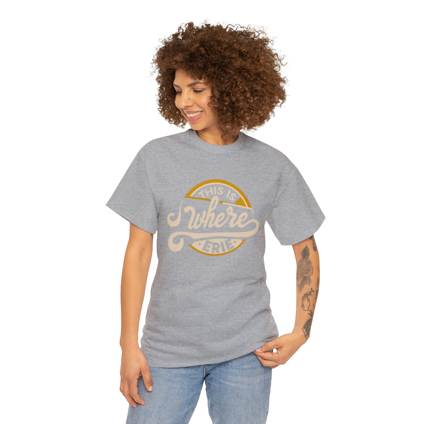 Erie Design Unisex Heavy Cotton Tee, Personalized Gift T-Shirt