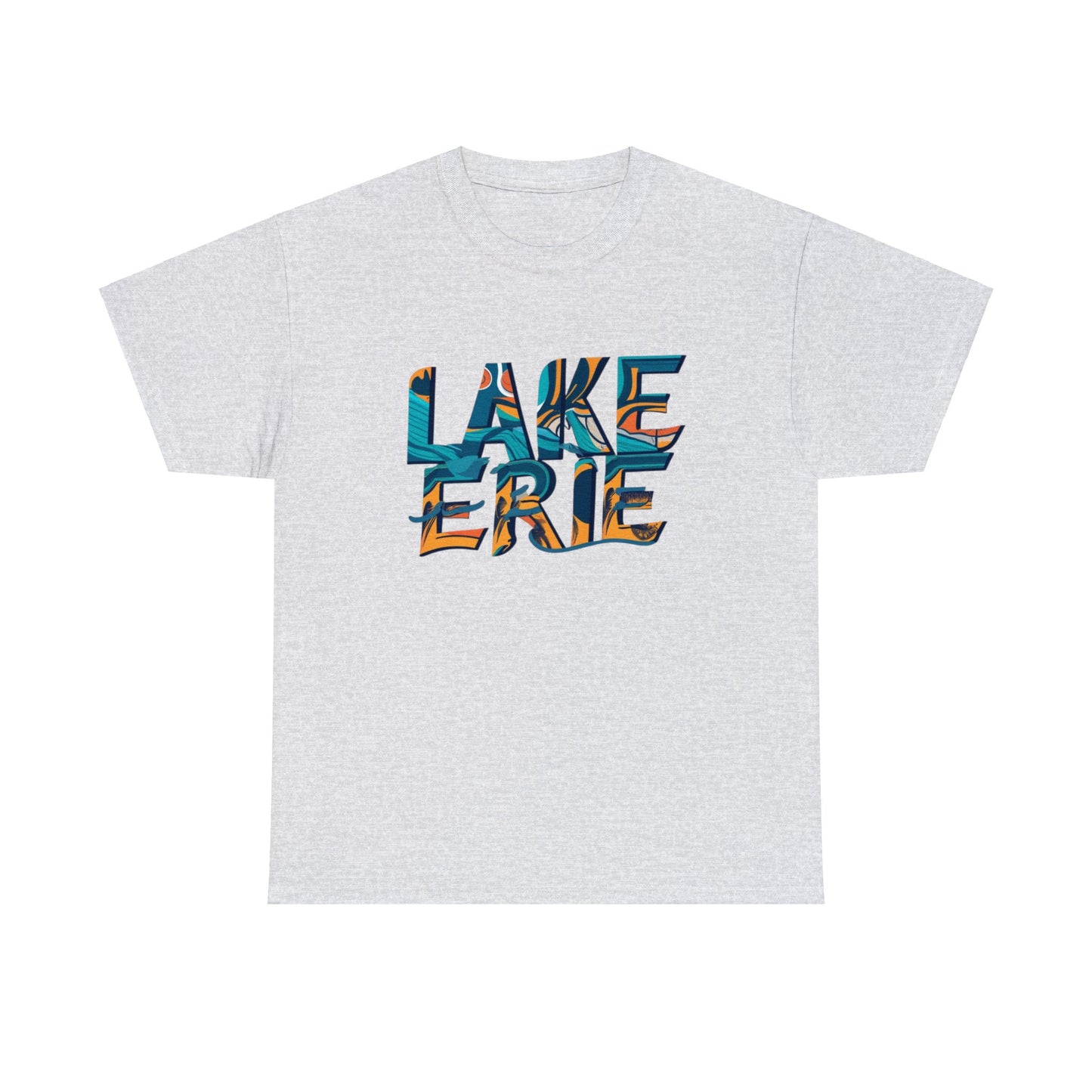 Erie Waves Typography, Unisex Heavy Cotton Tee