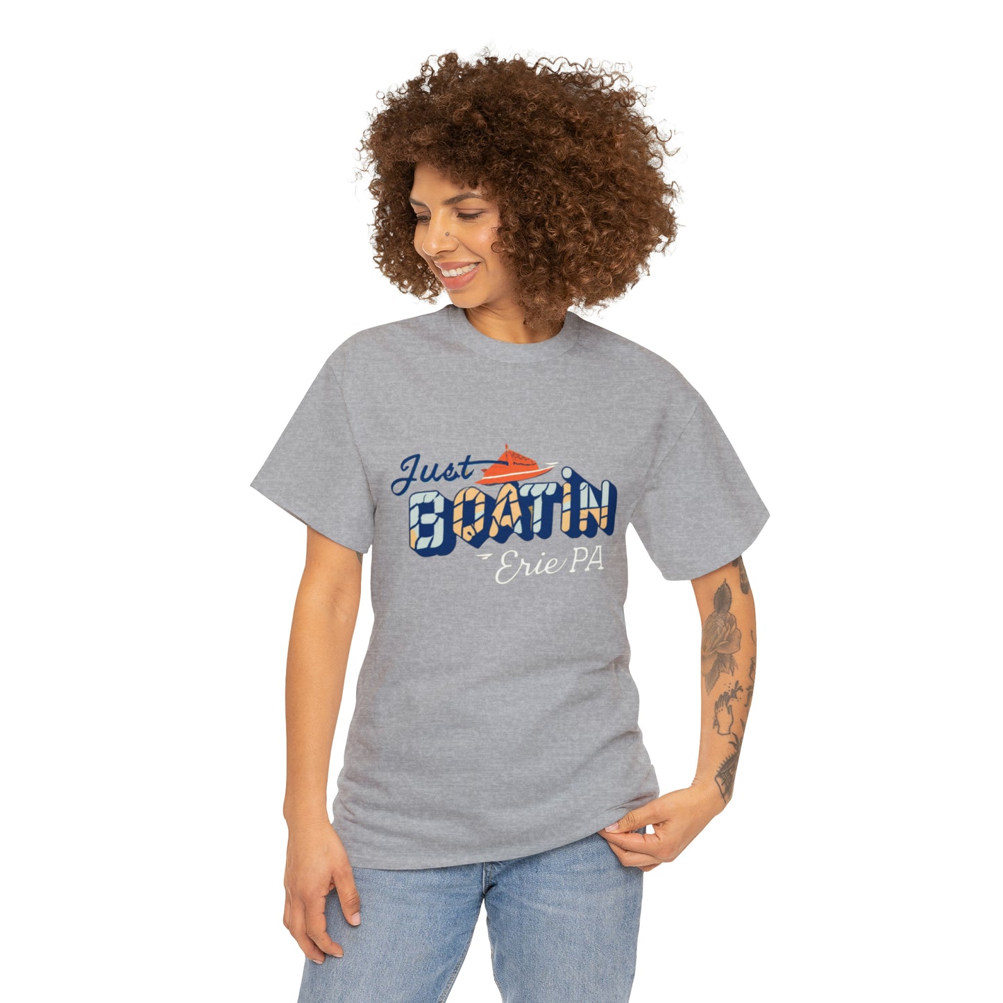 Unisex Erie Just Boatin' Heavy Cotton T-Shirt Custom Design