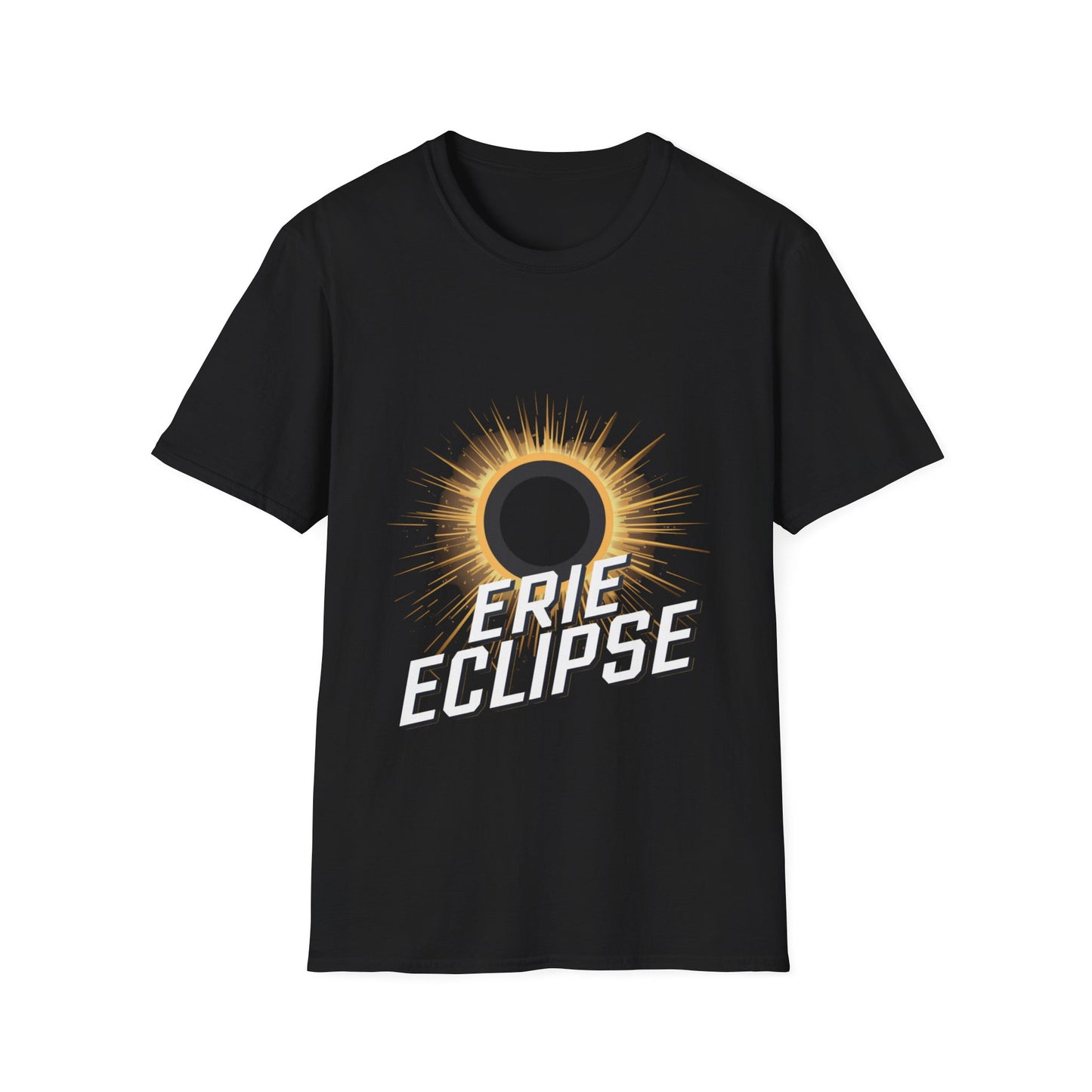 Erie Eclipse Solar Burst, Unisex Softstyle Tee, Stylish Comfort Fit, Sun Graphic Shirt