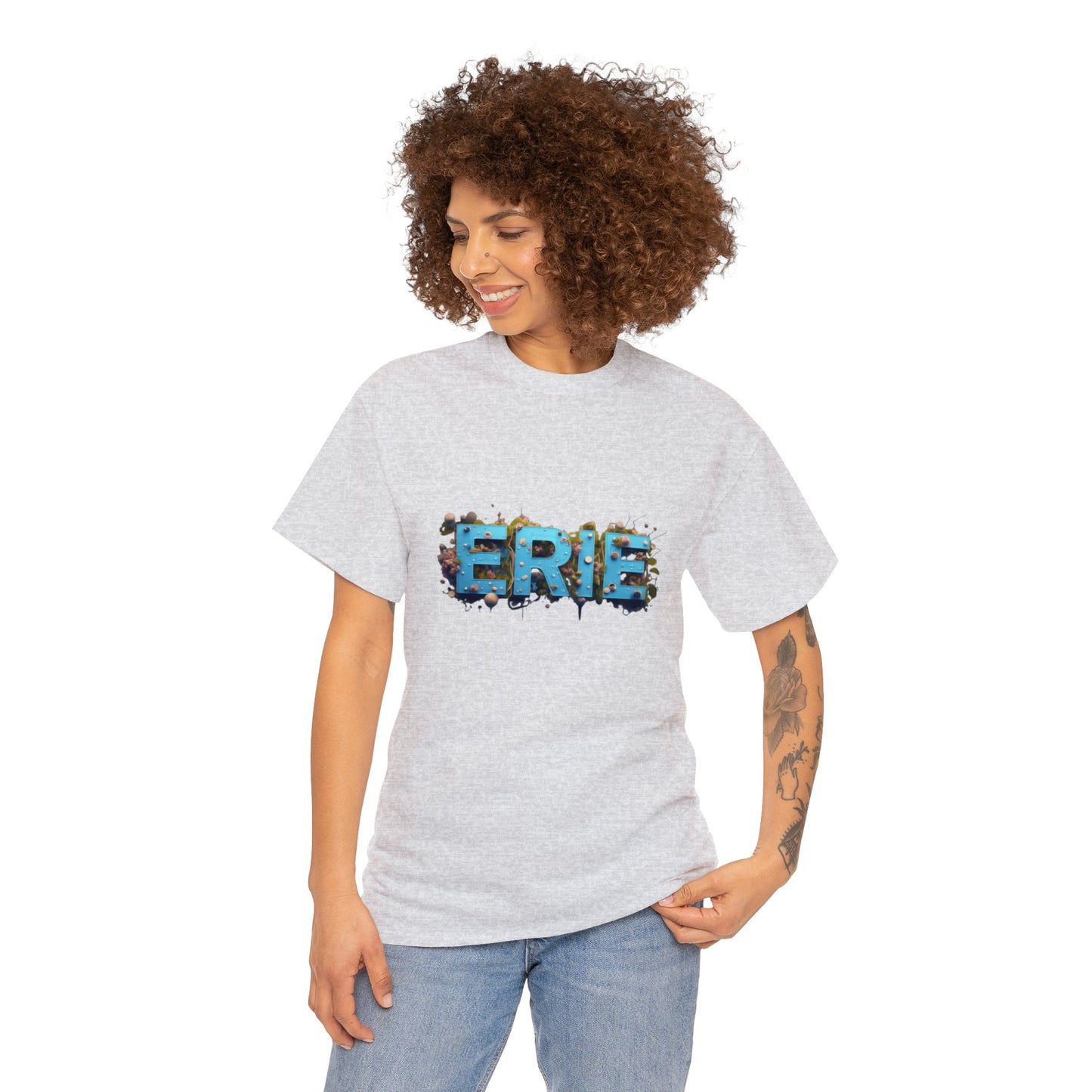 Unisex Heavy Cotton Tee, Mystic Maritime Mural of Erie