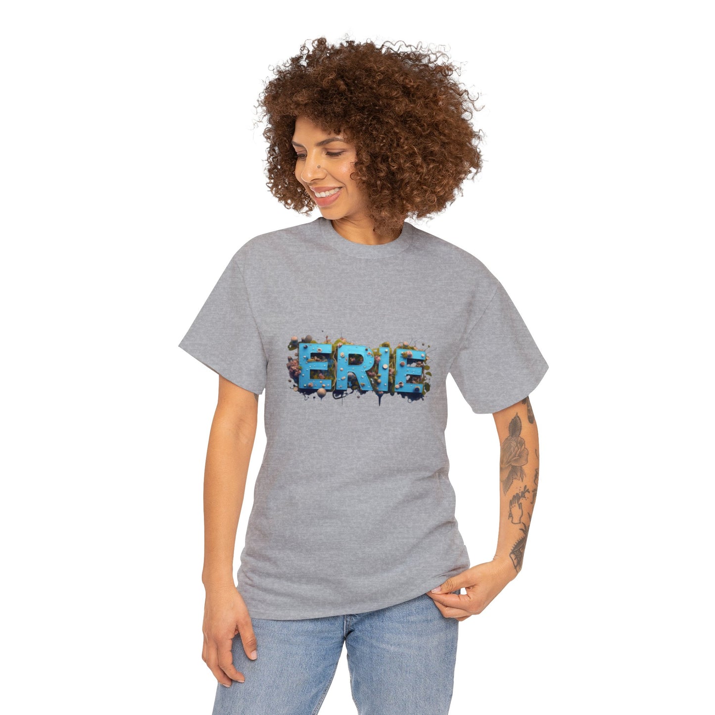 Unisex Heavy Cotton Tee, Mystic Maritime Mural of Erie