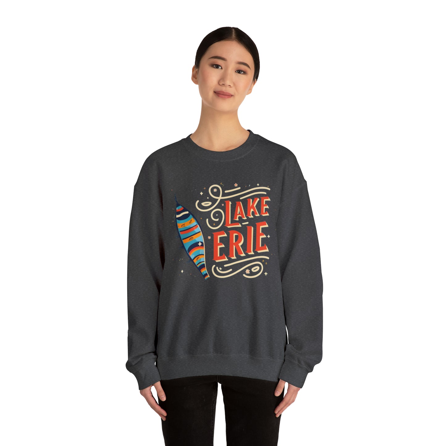 Personalized Lake Erie Design Crewneck Sweatshirt