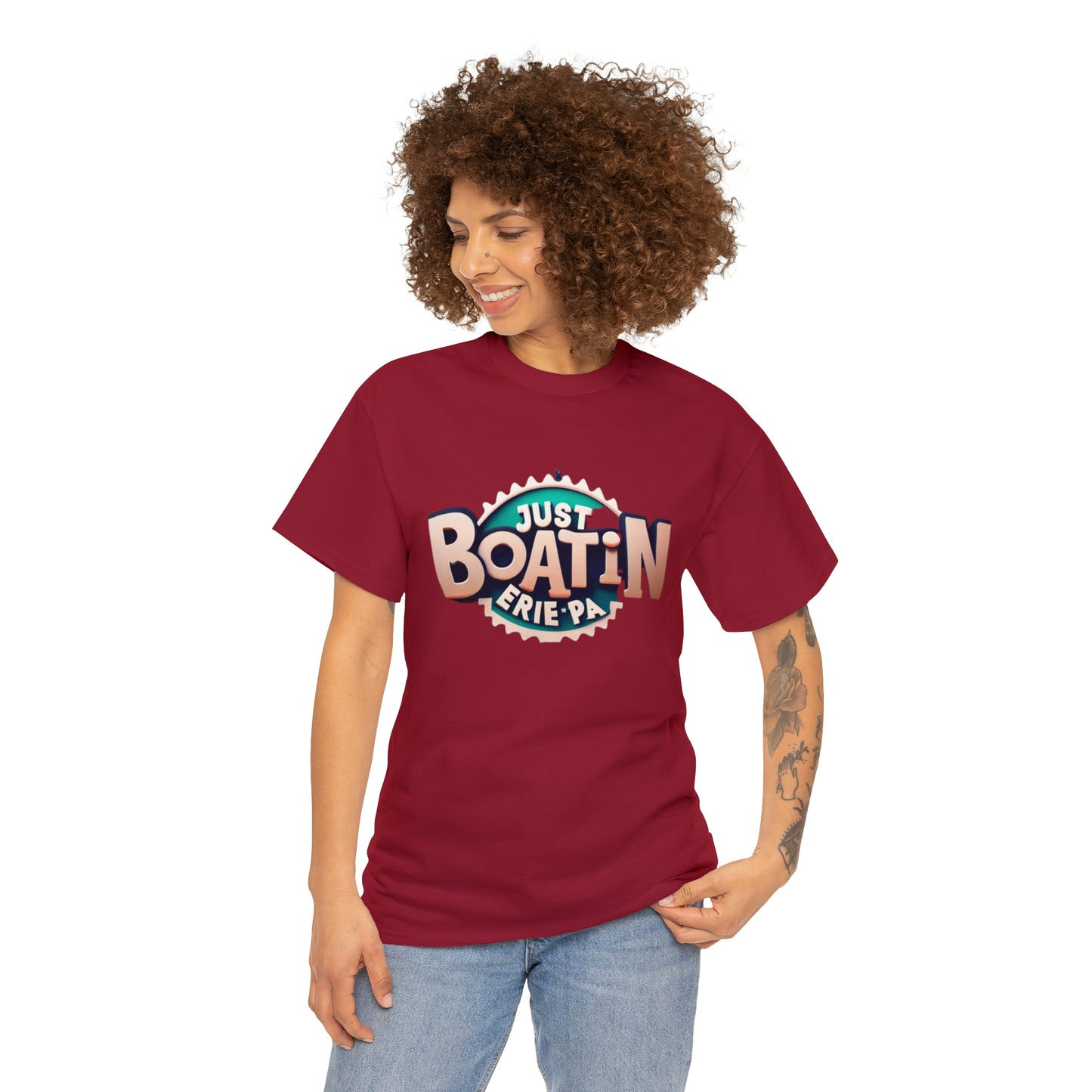 Unisex Erie Heavy Cotton Tee - Personalized Just Boatin Design