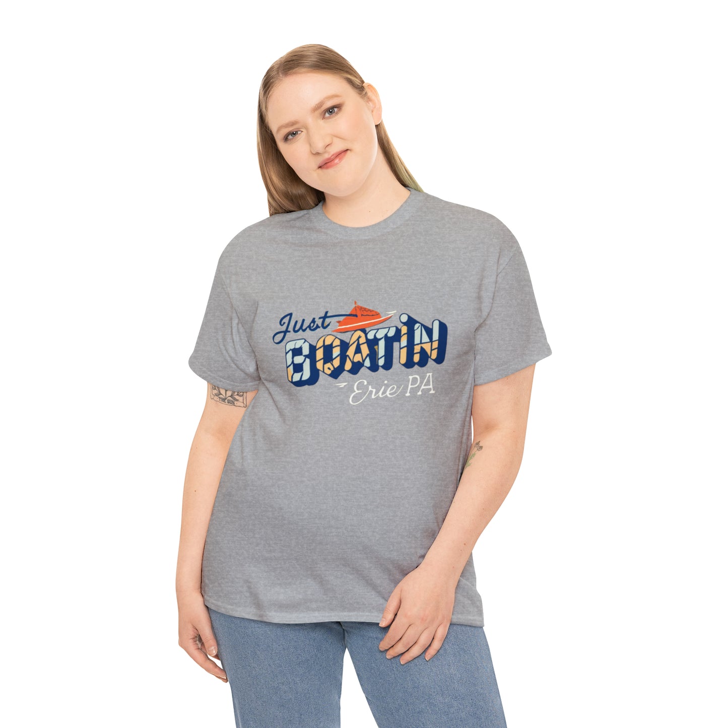 Unisex Erie Just Boatin' Heavy Cotton T-Shirt Custom Design