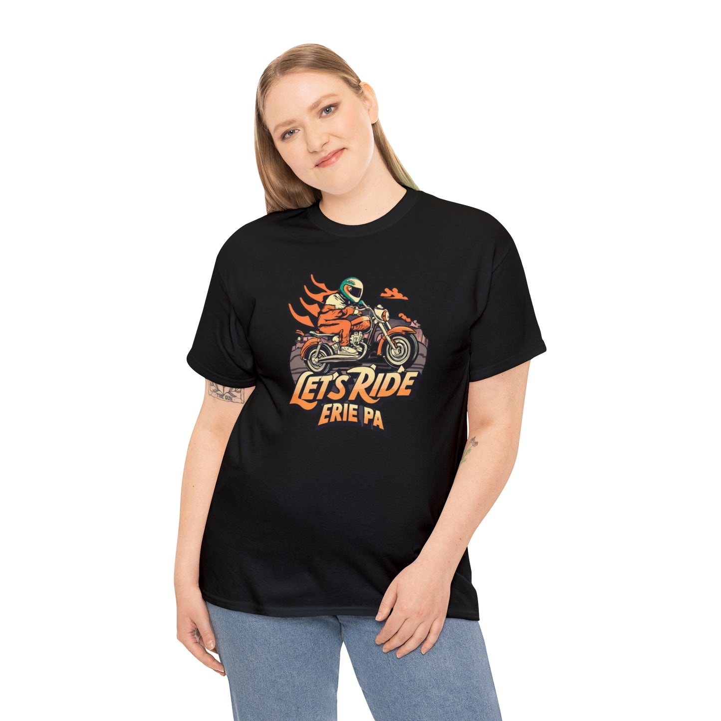 "Erie Custom Unisex Cotton Tee - Let's Ride Design"