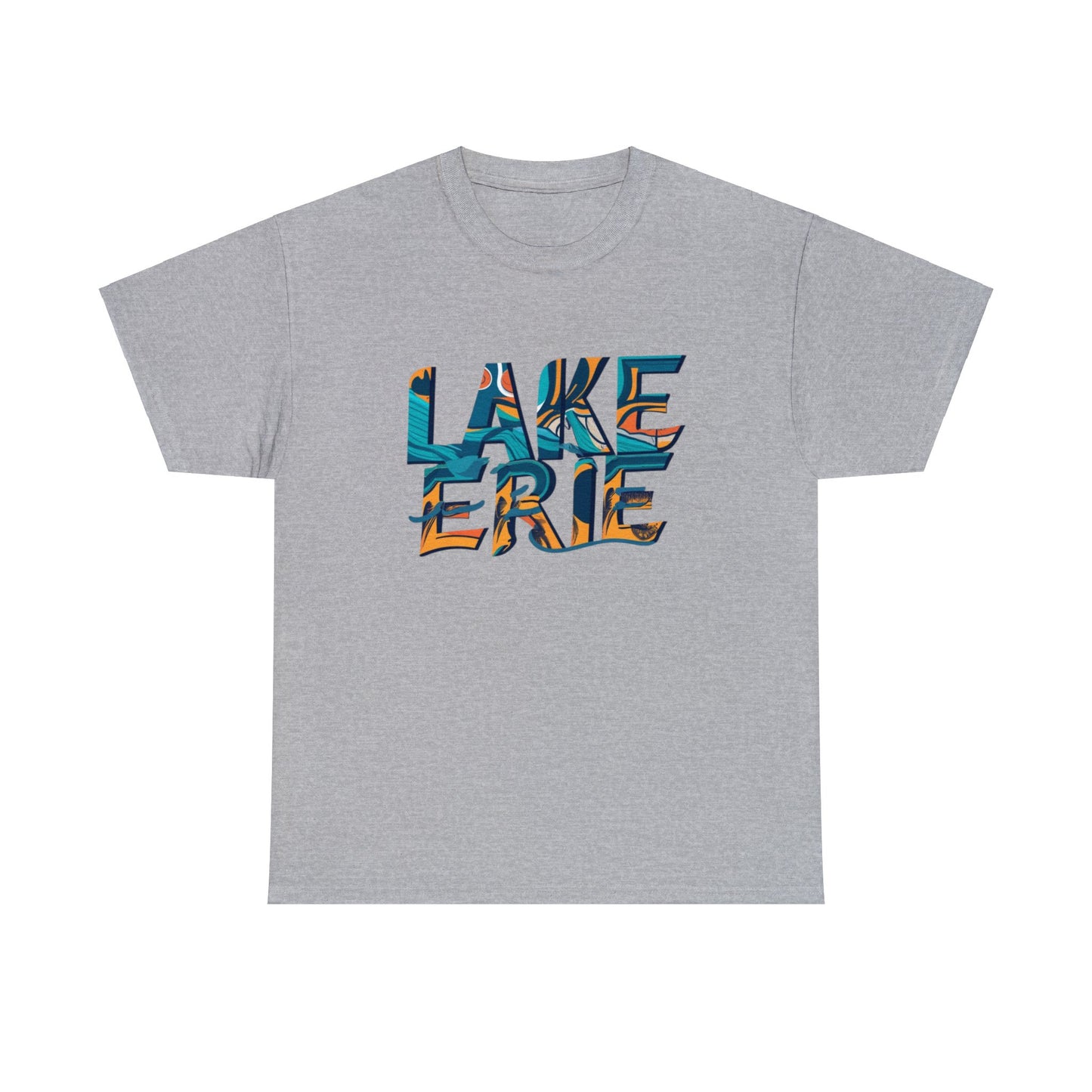 Erie Waves Typography, Unisex Heavy Cotton Tee