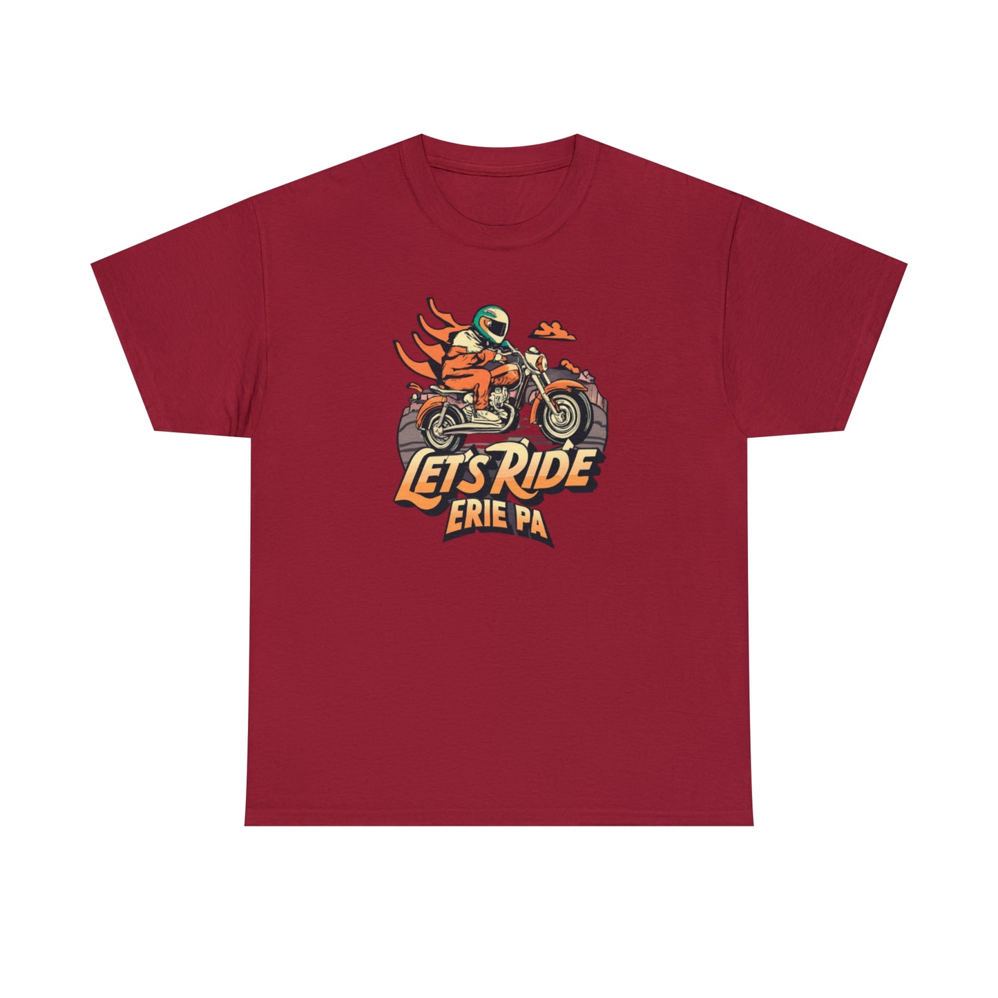 "Erie Custom Unisex Cotton Tee - Let's Ride Design"