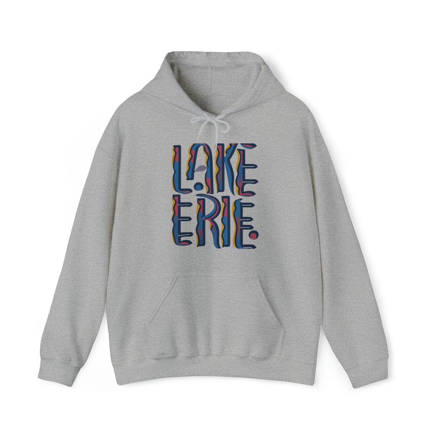 Unisex Heavy Blend Hoodie, Abstract Waves of Erie Design