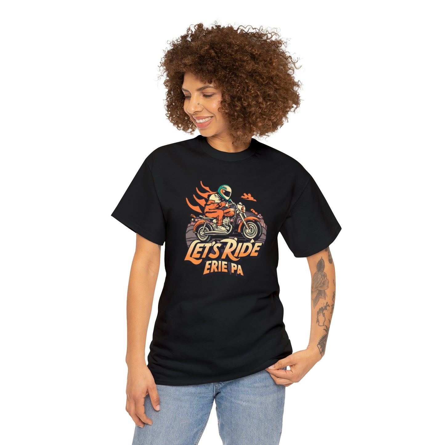 "Erie Custom Unisex Cotton Tee - Let's Ride Design"
