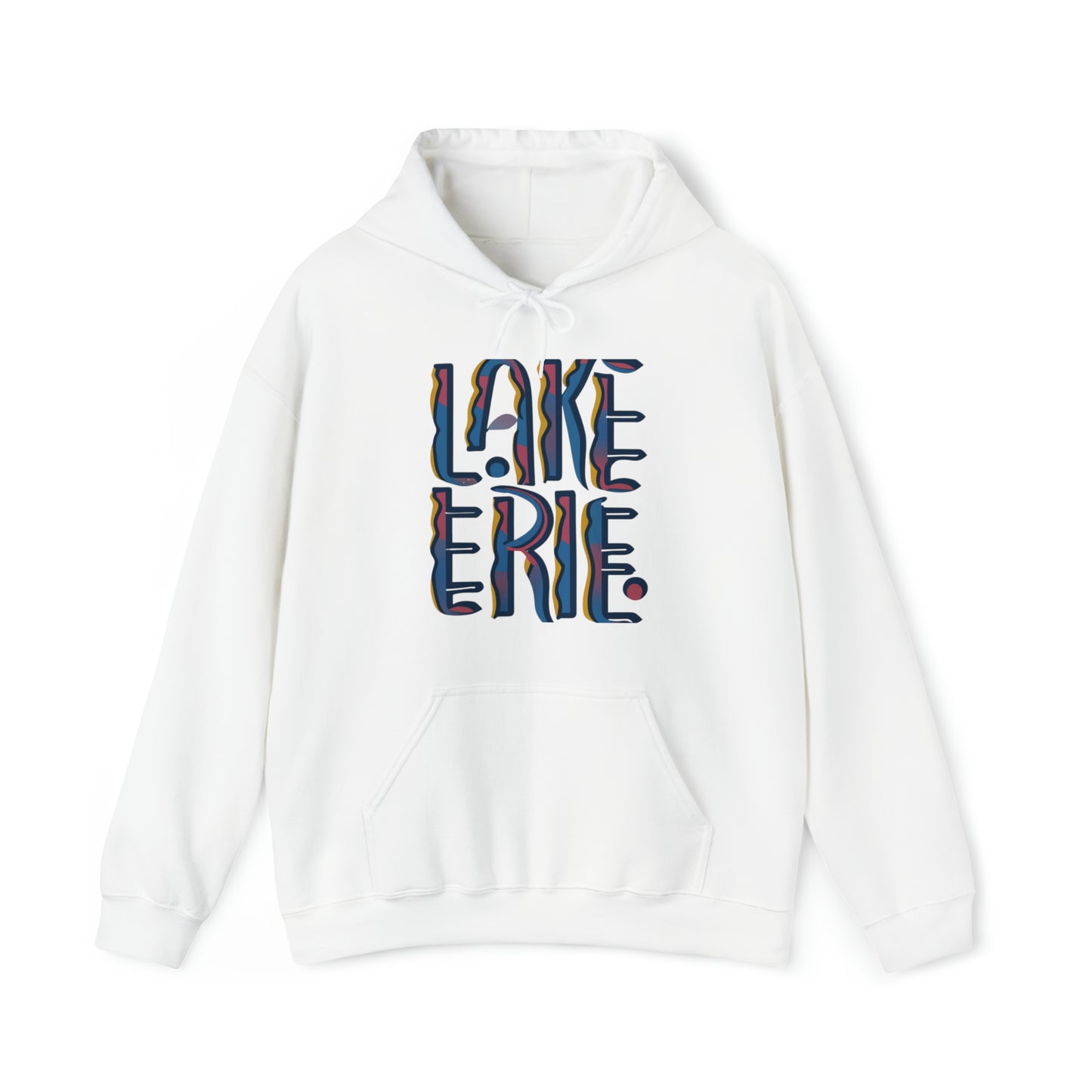 Unisex Heavy Blend Hoodie, Abstract Waves of Erie Design