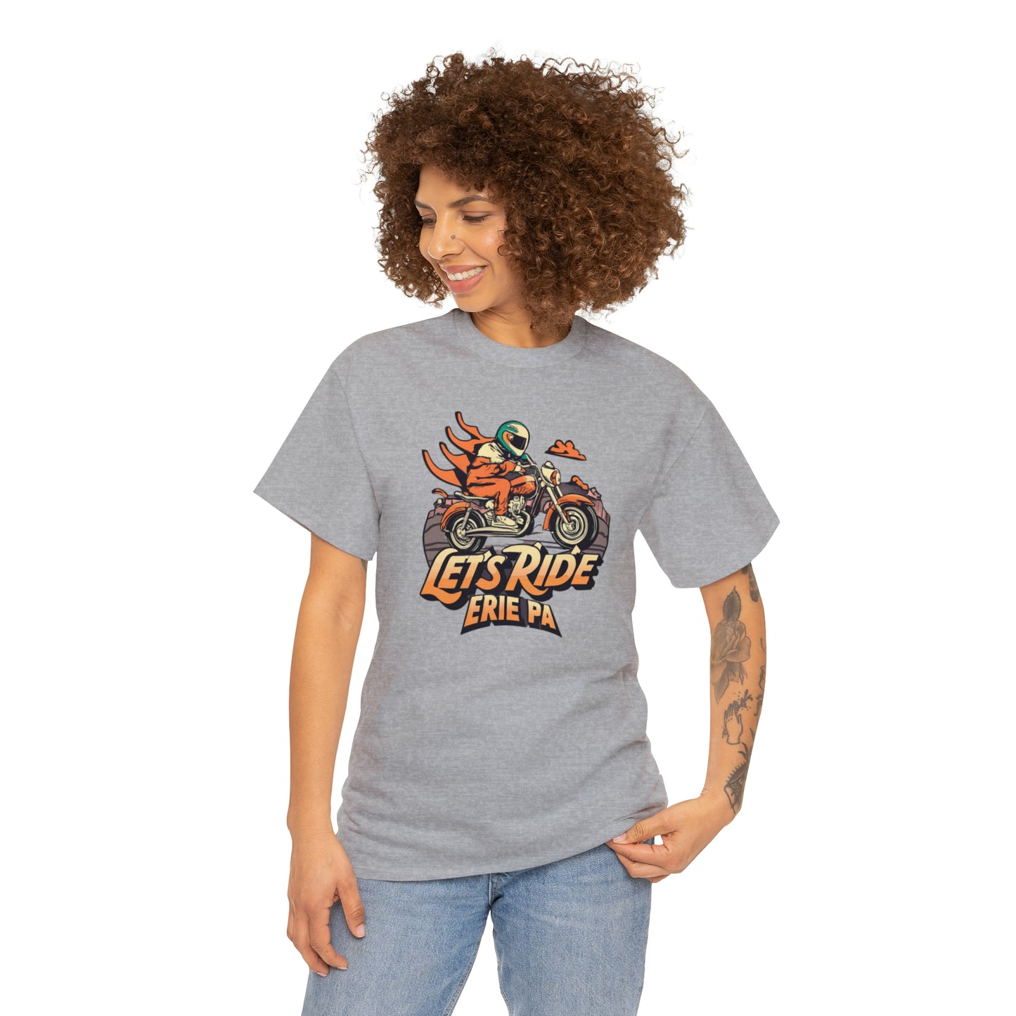 "Erie Custom Unisex Cotton Tee - Let's Ride Design"