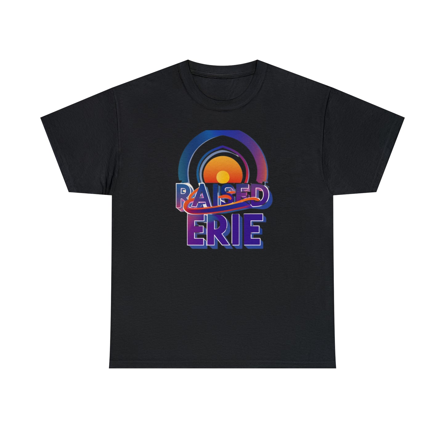Unisex Heavy Cotton Tee, Custom Erie Design, Raised Lettering Tee, Personalized Cotton T-Shirt, Durable Hoodie-Style Cotton Tee.