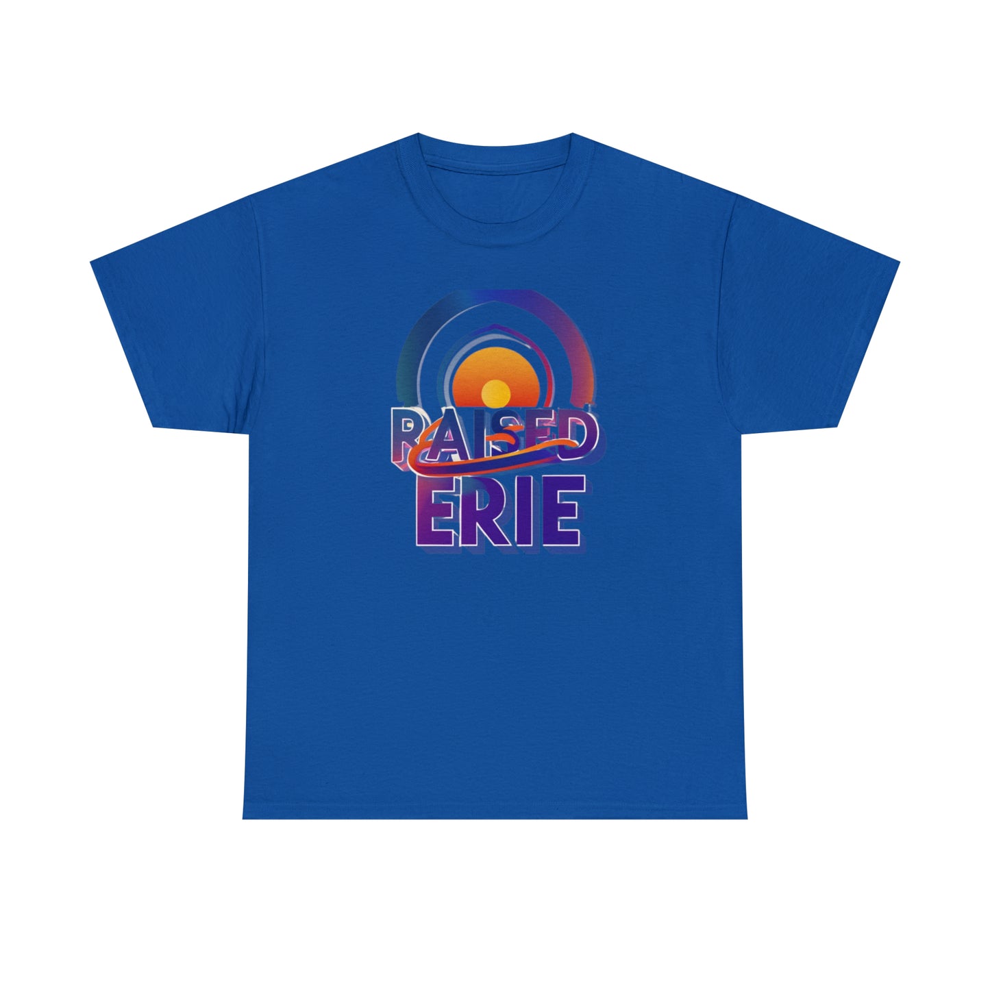 Unisex Heavy Cotton Tee, Custom Erie Design, Raised Lettering Tee, Personalized Cotton T-Shirt, Durable Hoodie-Style Cotton Tee.