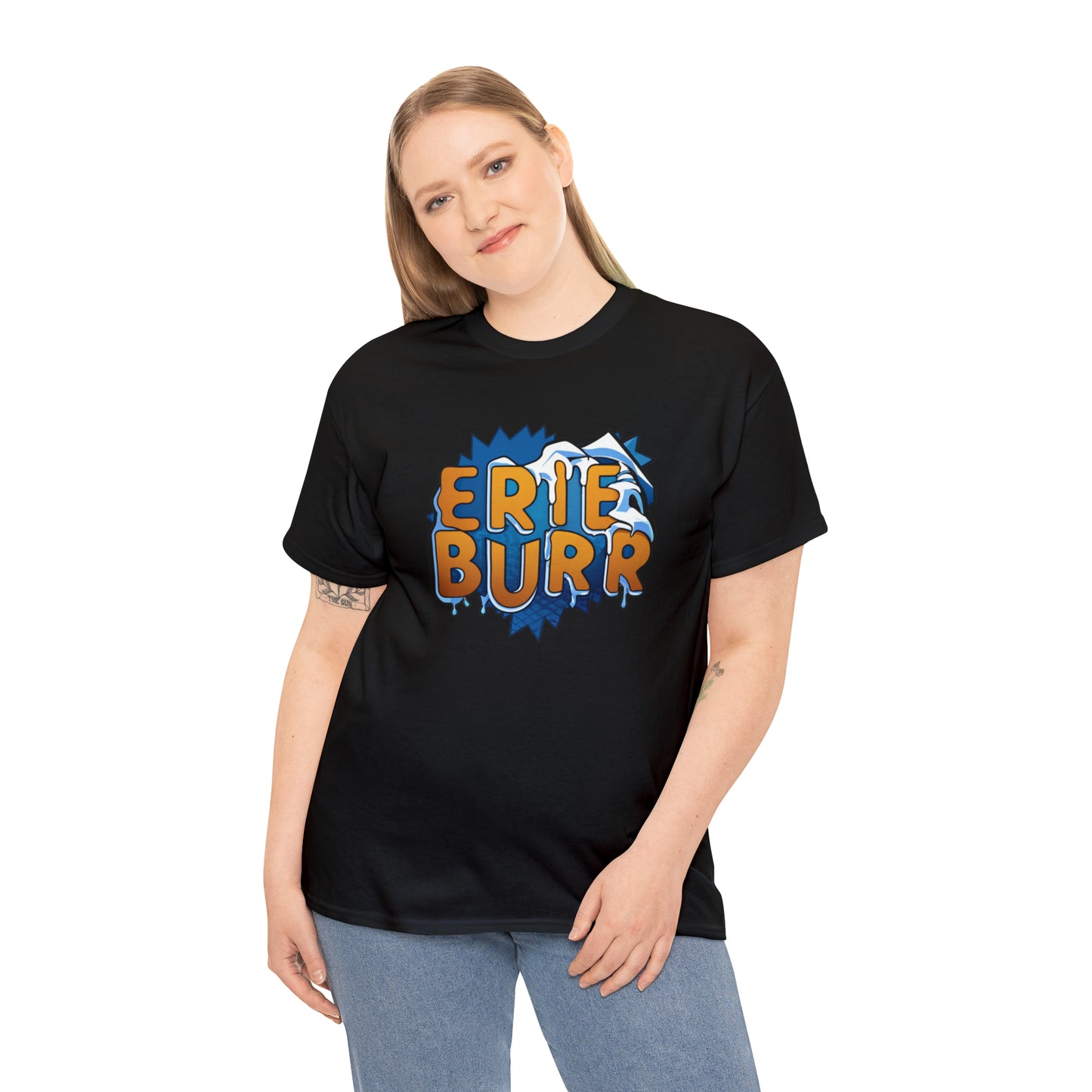 Unisex Heavy Cotton Tee, Custom Design Erie Shirt, Comfy Cotton Top, Casual Erie Burr Design Tee, Unique Custom Made Shirt, Erie Burr Cotton Tee