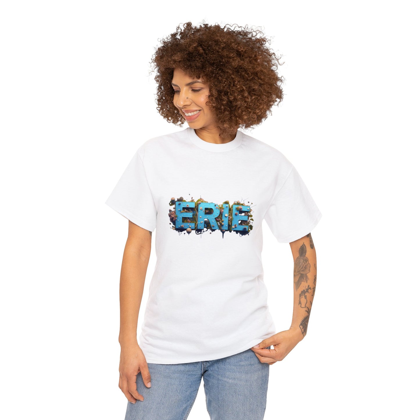 Unisex Heavy Cotton Tee, Mystic Maritime Mural of Erie