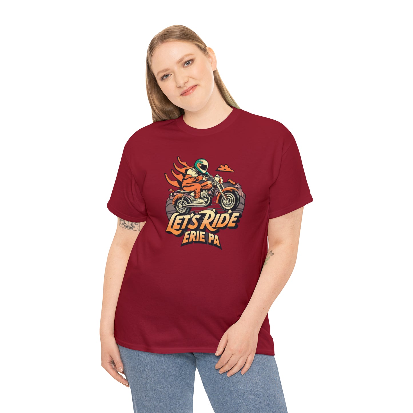 "Erie Custom Unisex Cotton Tee - Let's Ride Design"